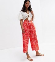 New Look Red Ditsy Floral Crop Trousers